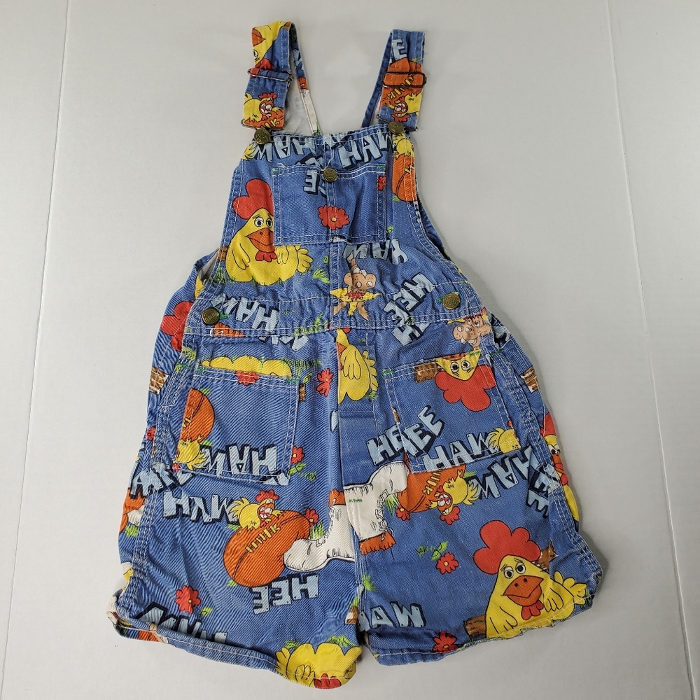 Vintage Growing Girl Sears Roebuck Kids Overalls Size 12 Farm Animals Hee Haw